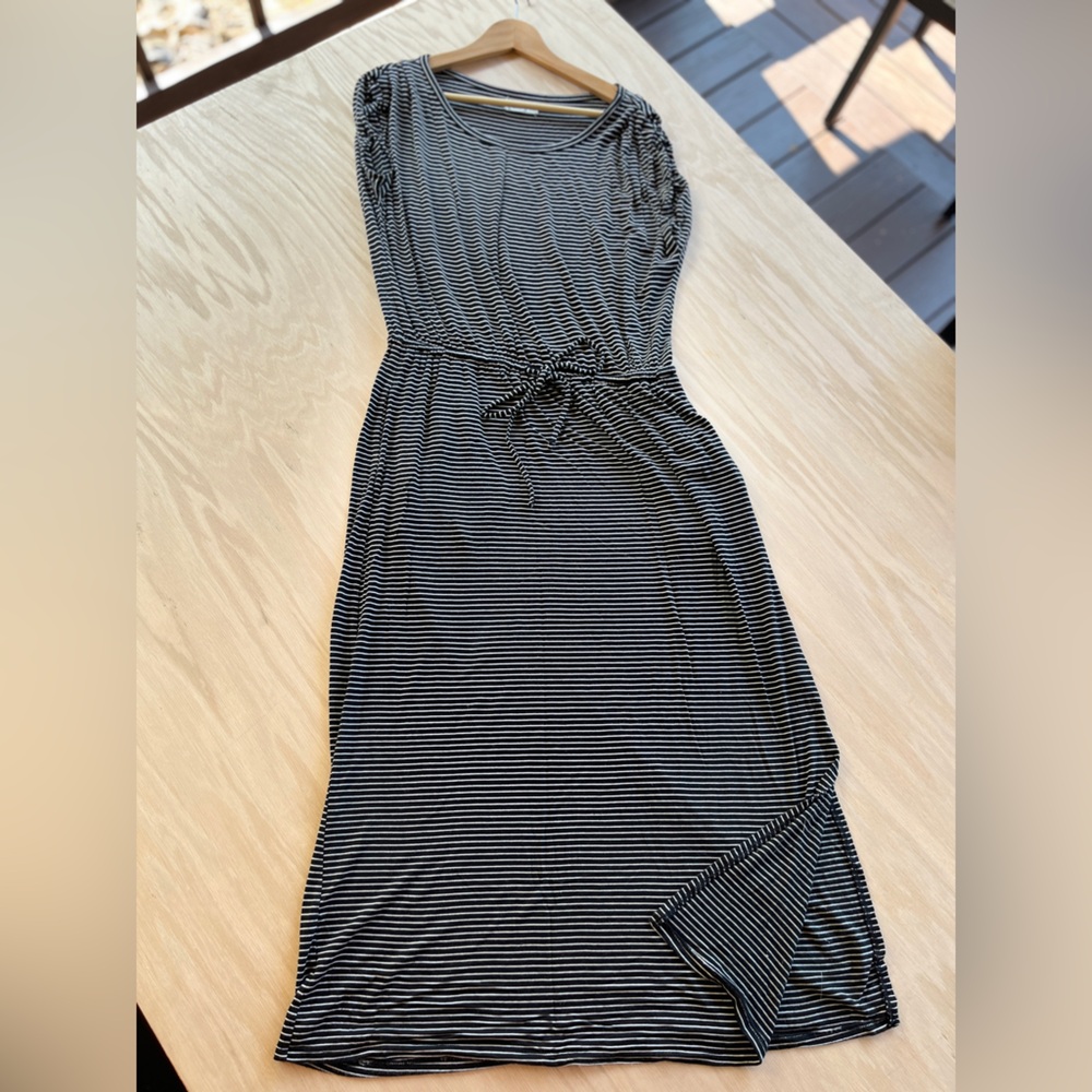 Black & White Striped Maxi Dress